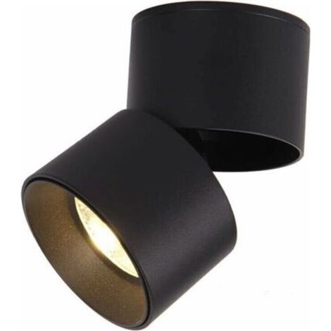 Spot en Saillie Orientable 7W LED Spots de Plafond Plafonnier Aangle Réglable Applique de Plafond Lampe COB,Rotative à 360 ° (Blanc Chaud 3000k) (noir ) (1/5)