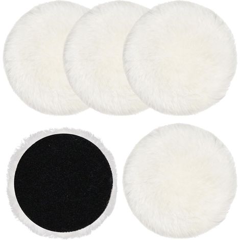Set mit 5 Polierpads (125 mm), Polierzubehör aus Wolle, für Bosch Exzenterschleifer, Zubehör für Autopoliermaschinen