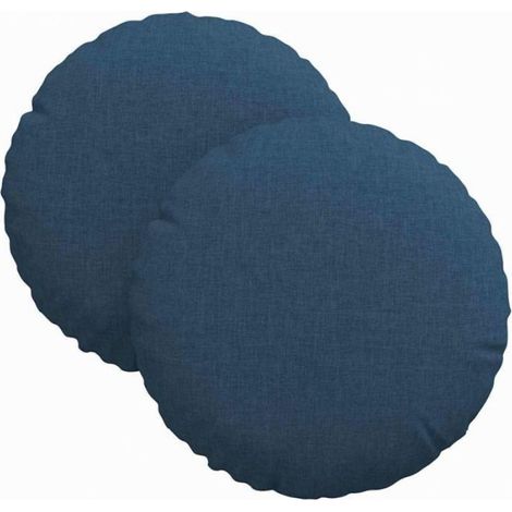 Coussin De Siege - Ø30 X 13 Cm - Bleu - Déhoussable Lavable En Machine - Lot De 2 (1/2)