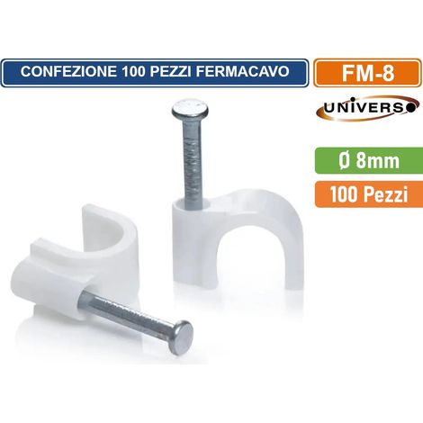 CONFEZIONE 100 PEZZI FERMACAVO Ø 8MM COLORE BIANCO (1/3)