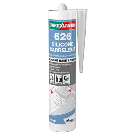 PAREXLANKO 626 Masilla de silicona para baldosas - Negra - 300 mL - L626NOIR300