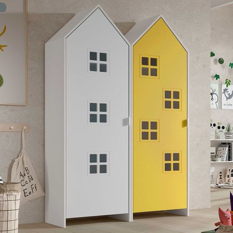 Armoire 2 pièces Casami Bruges - 115x37x172 cm - Blanc/jaune