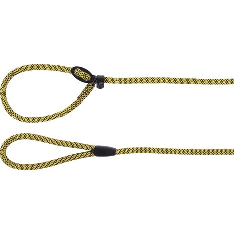 Laisse Chien - Anti-Traction Eros Jaune – 170cm L x 1cm l x 1cm H (Ø 1cm) – Nylon – Stop sécurité réglable – pièces Noir Mat – contrôle Doux