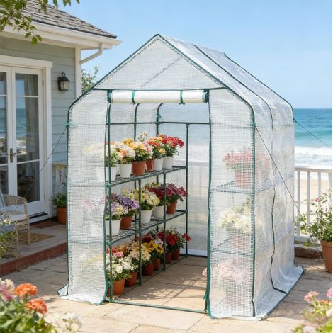 Serre tomates 143x215x195 cm acier blanc OKMYHOME (1/5)