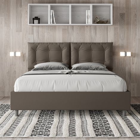 Letto matrimoniale contenitore imbottito 160x190 similpelle cappuccino Annalisa (1/5)