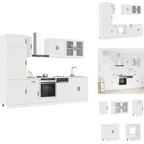 Ensemble d'armoires cuisine 8pcs Kalmar blanc bois d'ingénierie - Ensemble D'armoires De Cuisine - Ensemble D'armoires De Cuisine - Ensemble D'armoires - Armoire De Cuisine (1/5)