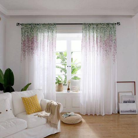 Rideaux en polyester, cantonnières en voile, décoration pour chambre et salon (violet) (1/5)
