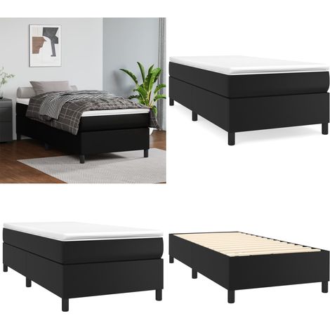 Bettgestell Schwarz 90x200 cm Kunstleder - Schlafzimmermöbel - Bettgestell - Doppelbett - Kunstlederbett - Schwarzes Bett - Home & Living (1/5)