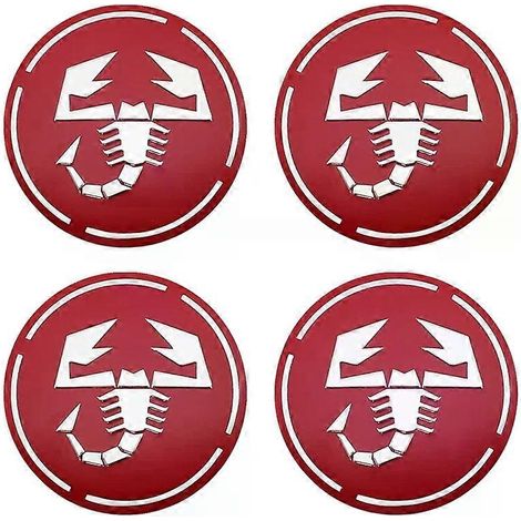 Radnabenkappen-Logoaufkleber (rot) für Fiat Abarth 124, 500 Grande, Punto Spider, 500C, 595C, 695C, Evo
