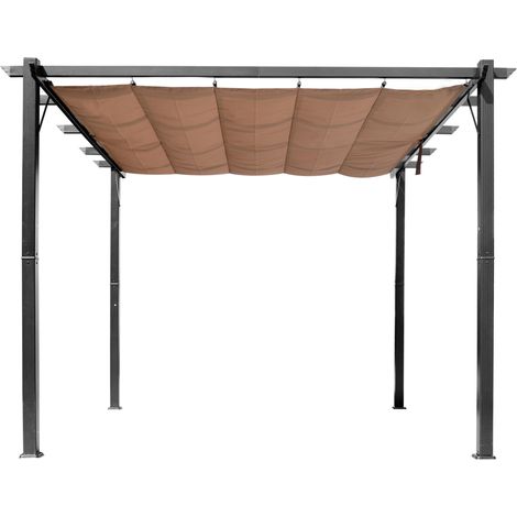 Pergola de jardin 3x4m avec toile en polyester et structure en aluminium, gris et marron (1/5)