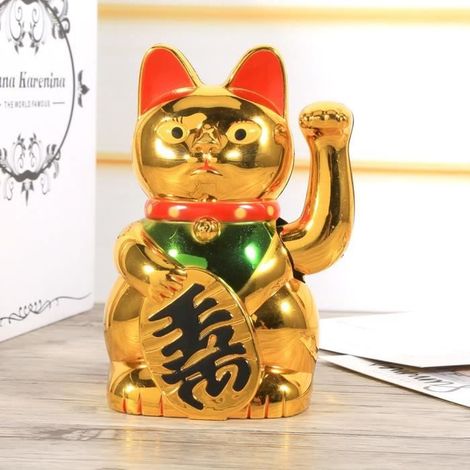 Maneki-Neko Chat Agitant Chanceux Chinois Bonheur pr Famille Office Décoration -RAI (1/4)