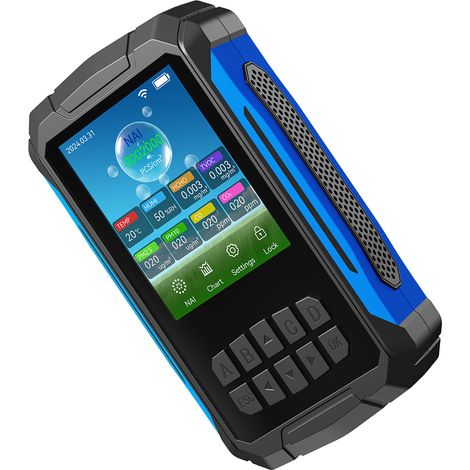 Détecteur de qualité de l'air, ioniseur, fonction d'alarme, testeur portable avec concentration d'ions négatifs/température/humidité/COV/PM2,5/PM10/CO/CO2 pour maison, voiture, bureau, noir (1/5)