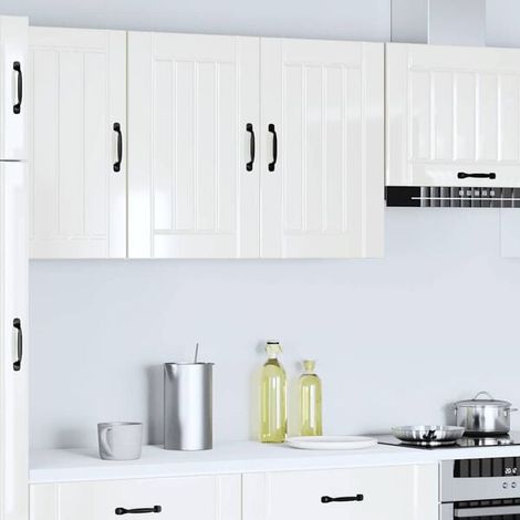 Meuble de Cuisine Mural Brillant Blanc, Rangement Suspendu en Bois d'Ingénierie pour Cuisine et Salle de Bain, Design Moderne et Épuré (1/5)