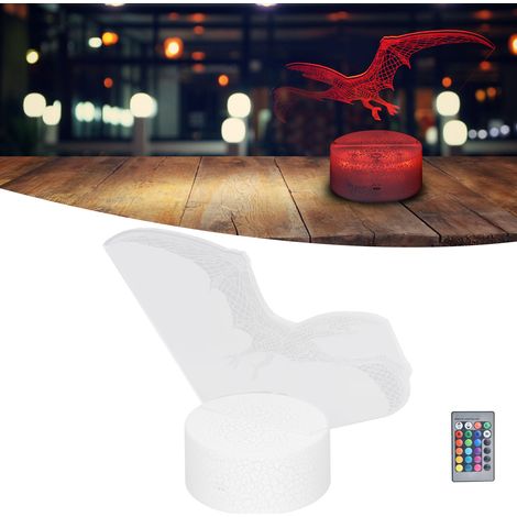 Veilleuse dinosaure tactile 3D à 4 modes, 16 couleurs de luminosité réglable, télécommande incluse. Jouet cadeau idéal. (1/5)