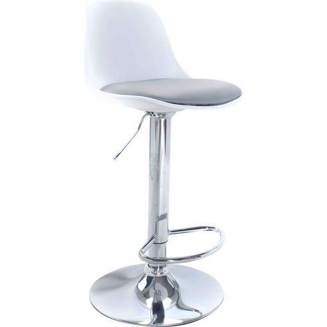 SGABELLO JONNY BIANCO SEDUTA POLIPROPILENE CUSCINO ECOPELLE GREY 41X44X83/103,5H (1/5)