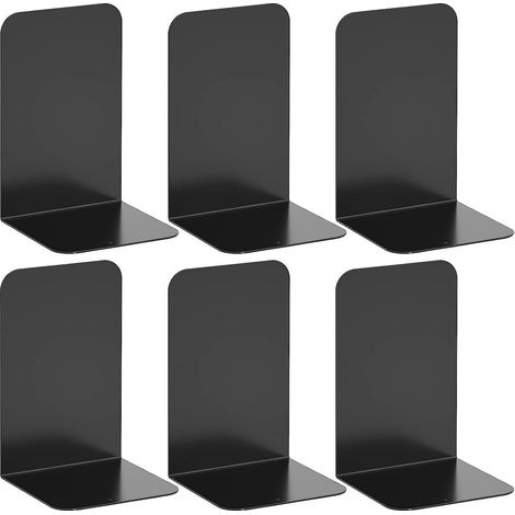 6er Set Buchstützen Metall Schwer L-Form Rutschfest Schwarz (1/5)