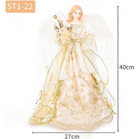 Ornements d'anges pour sapin de Noël, cime d'ange dorée, décorations de Noël dorées pour jardin, terrasse, café, bureau, Decor22 (1/5)