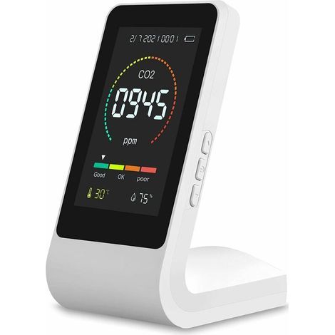Détecteur De Co2 Dioxyde De Carbone, Détecteur De Qualité De L'air Détecteur d'air, Moniteur De Qualité De L'air, Moniteur De CO2 Domestique avec Capteur De Température Et D'humidité