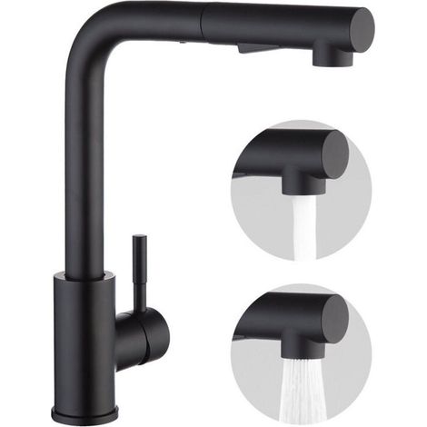 Kitchen mixer tap with pull-out spray head, single control, 360° swivel, 2 spray patterns. Kitchen sink tap (1/5)