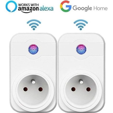(Weiß) Intelligenter Stecker, WLAN-fähig, kompatibel mit Android, iOS und Alexa, fernsteuerbar (2er-Pack) (1/4)