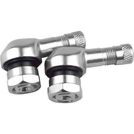 Valves de roue de moto universelles en aluminium CNC 3x90 degrés, argentées (1/5)