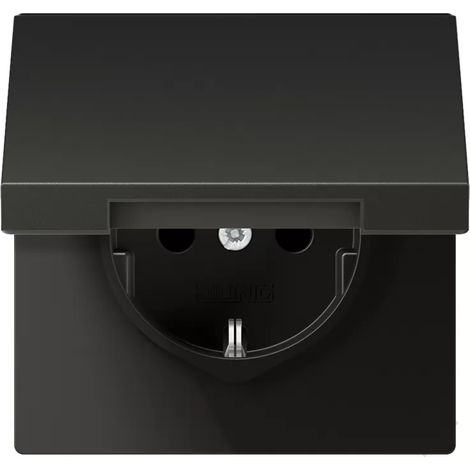 Jung SCHUKO®-Steckdose, 16 A 250 V , Schraubklemmen, Klappdeckel, Aluminium lackiert, Serie LS, anthrazit AL 1521 KL AN