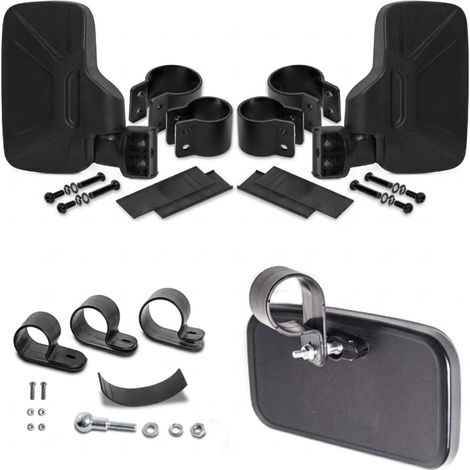 Vehicle Rearview Mirror UTV Mirror Side Mirror Center Mirror Universal Set in PP with Clamp Mounting for UTV-4 Side Mirrors and UTV-10 Center Mirror (1/5)