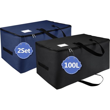 Sac de rangement pliable noir et bleu foncé 100 L