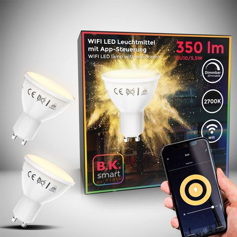 LED Leuchtmittel GU10 2er Set - 5,5W, 350lm, smart, dimmbar, 2700K, weiß