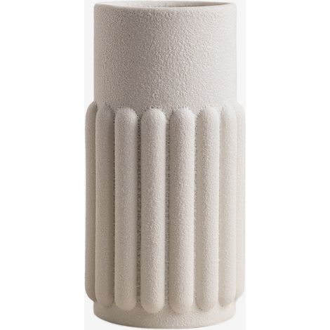 Sklum – Vase en céramique cylindrique 18 cm – Blanc cassé – Résistant et élégant pour décoration intérieure – Dimensions 18x9,3 cm
