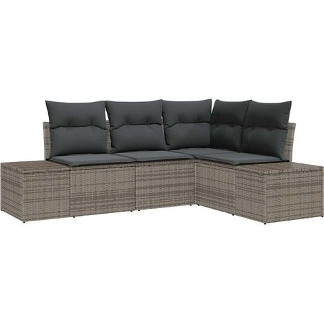 Maison Exclusive - Gartensofa-set 4 pcs Grau Poly-Rattan