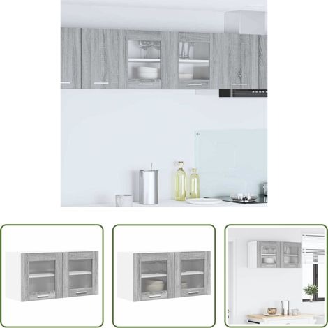Rangement cuisine - Armoire suspendue Gris Sonoma et Blanc 80 x 31 x 40 cm (1/5)