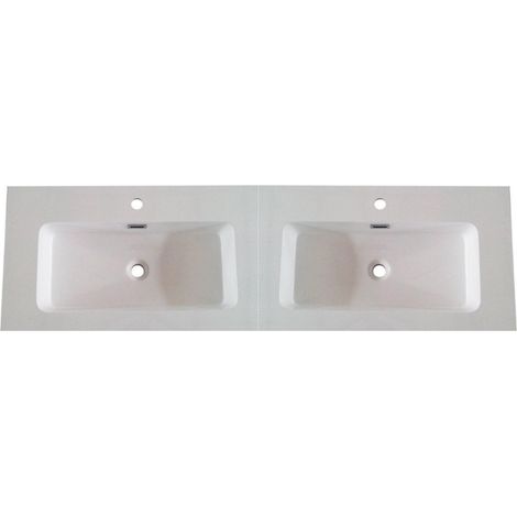 Vasque à poser céramique double 120cm – Pour meuble – Hauteur 2cm – Profondeur 47cm – Garantie 2 ans – Anconetti