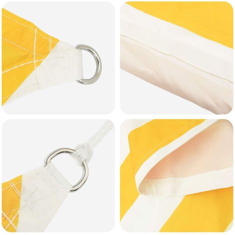 Voile d'ombre jaune et blanc 6 x 4 m 100 % polyester oxford - Voile ombrage protection UV terrasse balcon jardin (1/5)