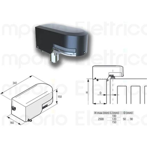 Faac – Actionneur électromécanique 24V pour portails battants – Couple 320Nm – Largeur vantail max 2,5m – S2500I