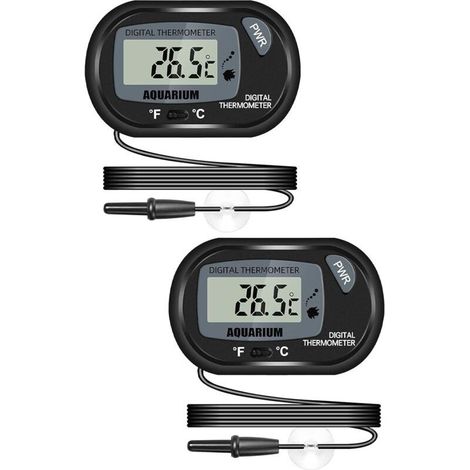 Thermomètre LCD Numérique d'aquarium avec Ventouses et Sonde Étanche pour Aquarium Fish Tank, Vivarium Reptile Terrarium (2PCS) (1/5)