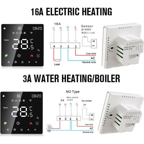 Thermostat de dispositif de chauffage de l'eau électrique de régulateur de température Intelligent d'affichage à cristaux liquides avec la fonction Programmable hebdomadaire