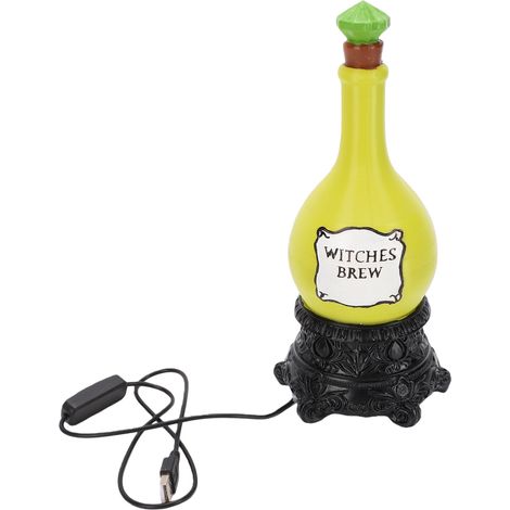 Lampe LED en forme de bouteille de bière de sorcière en résine, décor gothique de Poison avec lueur verte, décoration de table d'apothicaire effrayante pour exposition de fête sur cheminée (1/5)