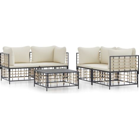 Maison Exclusive - Set Divani da Giardino 5 pz con Cuscini Antracite in Polyrattan (1/5)