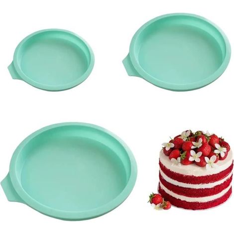 Gateau Silicone Rond, 3PCS Antiadhésif Moule a Gateau 20cm/16cm/11cm Moule en Silicone, Moule Silicone Patisserie Pour Gateau,Mousse (1/4)