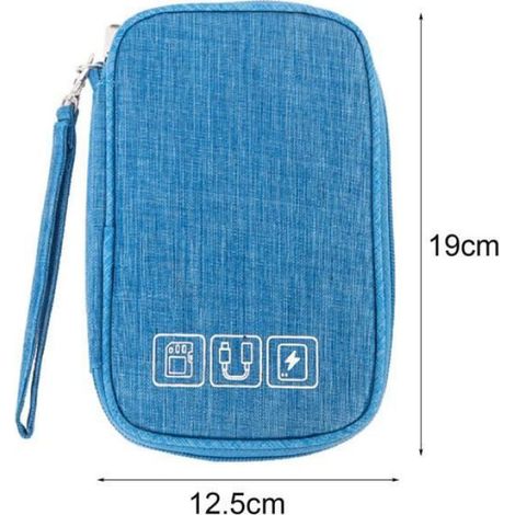 PANIER - CASIER - CORBEILLE - CUBE Sac dorganisateur de cable, pochette de rangement de cable style-Blue2 (1/2)