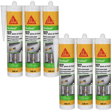 Set di 6 SIKA Sikaseal 107 Sigillanti per giunti e fessure - Bianco - 300ml (1/3)