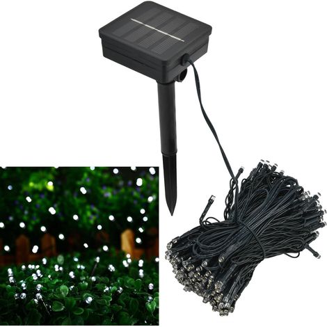 Guirlande lumineuse solaire 200 LED, lampe décorative pour jardin et pelouse, étanche, lumière blanche (1/5)