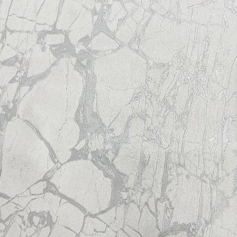 Rasch Vasari Enzo Silver Marble Wallpaper Metallic Heavyweight Textured Vinyl (1/4)