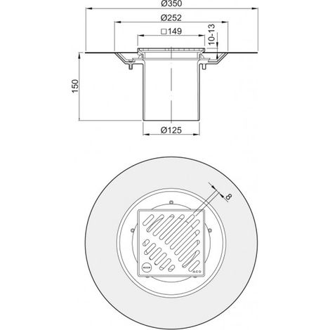 ACO Easy-Flow Aufsatzstück 149x149 ABS/Rahmen/Schlitzrost V2A verrie., 5141.30.00