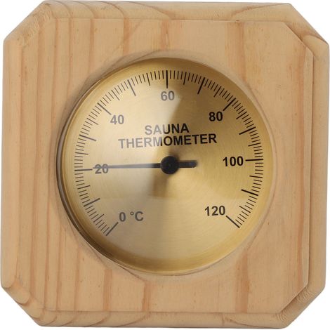 Thermomètre de Sauna en bois carré 0 à 120 Celsius, jauge de température murale de haute précision pour l'intérieur de la famille