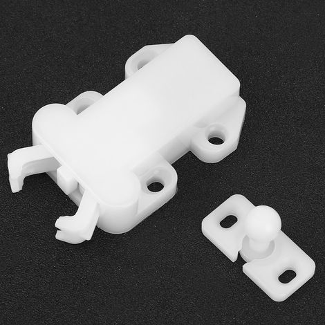 Set mit 6 Nylon-Schubladenriegeln mit Puffermechanismus, selbstverriegelnd, Möbelbeschläge, Zubehör, weiß (1/5)