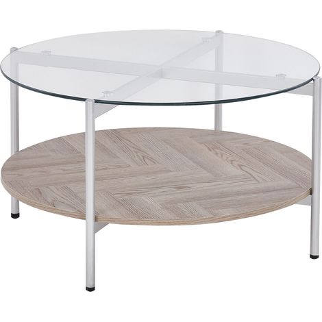 Coffee Table LOVELL Tempered Glass Silver