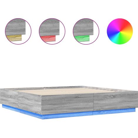 Maison Exclusive - Bettgestell mit LED Grau Sonoma 180x200 cm Hol