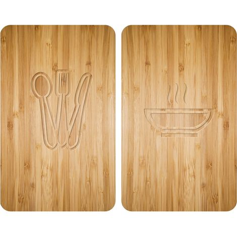 WENKO Herdabdeckplatte Universal Lunch 2er Set, für alle Herdarten, Mehrfarbig, Gehärtetes Glas mehrfarbig, Kunststoff (TPE) hellgrau, Kunststoff transparent (1/5)